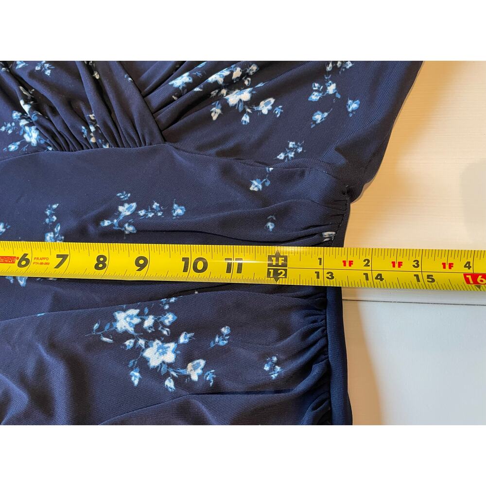 Lauren Ralph Lauren Faux Wrap Sheath Dress Sz 6 Floral Ruched Flutter Sleeves - Picture 11 of 12